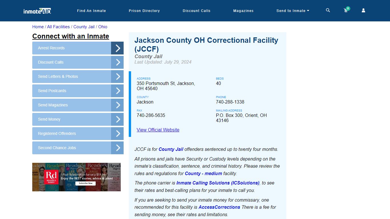 Jackson County OH Correctional Facility (JCCF)